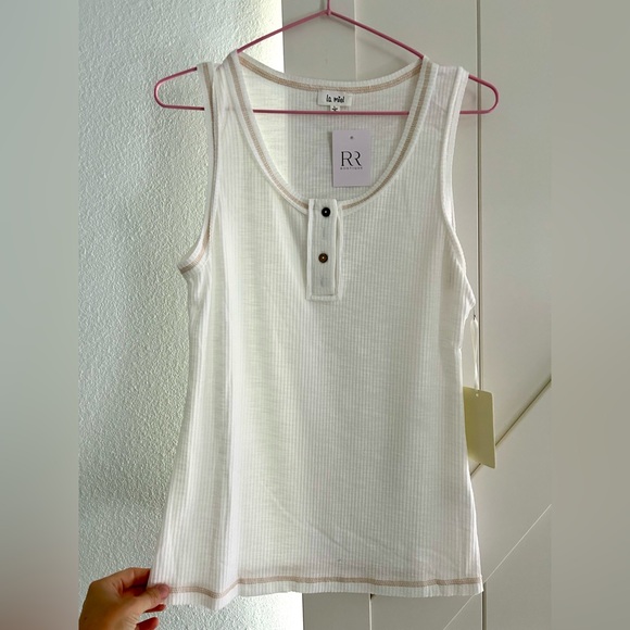 Ribbed Henley stitched tank - Picture 2 of 4